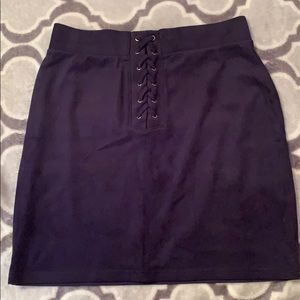 Navy blue suede skirt